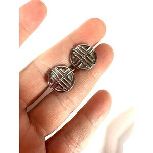 Vintage Givenchy Cuff Links Silvertone Round Signed